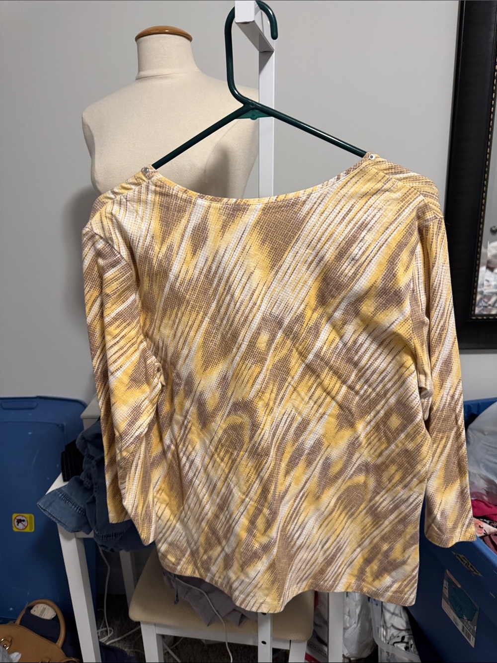 Ruby Rd. Yellow and Tan Abstract Wrap-Style Top - Picture 3 of 3